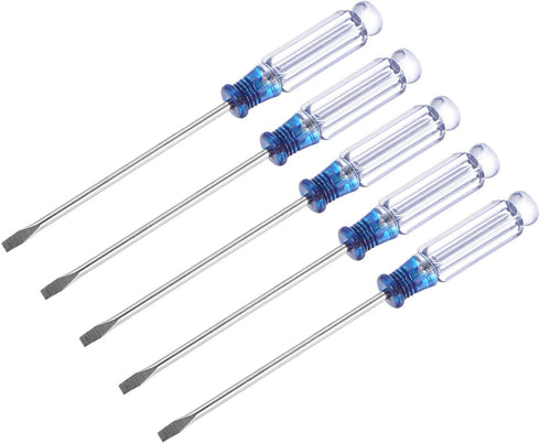 uxcell Mini Slotted Screwdriver, 3.0mm Flat Head 127mm Length, 5 Pcs for Small Appliances Repair