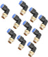 Push in Joint Pneumatic Connector, 10 pcs 8mm G1 Push Fittings, 90 Degree Male Thread Quick Connect