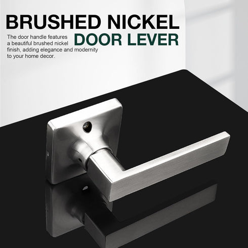 GOBEKOR 1 Pack Brushed Nickel Lever Door Handle Dummy Door Levers Square Closet Door Handles for Pantry Interior Non-Turning Door Lever by GOBEKOR