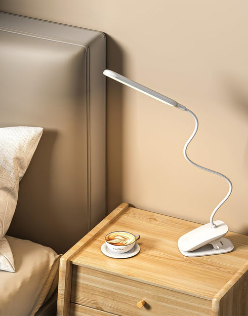 Desk Lamp, 1500mAh Dimmable Reading Lamp with Clamp and Type-C Charging Port, Adjustable Flexible Light for Home Office