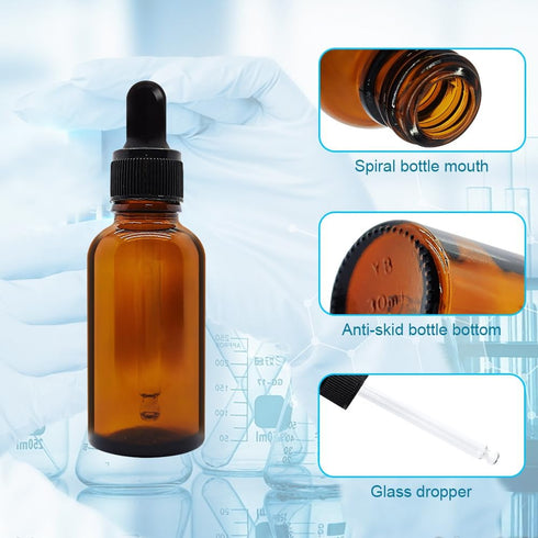 haituoyizhan 1pcs 5-50ml 5ml) Empty Dropper Bottle Amber essential oil Glass Aromatherapy Liquid Brown Drop for massage