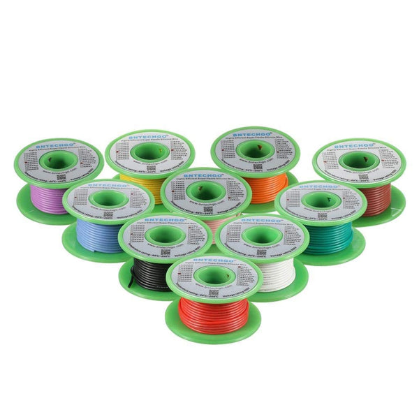 BNTECHGO 22 Gauge Silicone Wire Kit 10 Color Each 30 ft Flexible