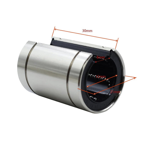 LM12UUOP Linear Ball Bearings: Open Type Nickel Plated 12mm Bore Dia, 21mm OD, 30mm Length Pack of 4pcs