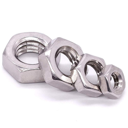 EASTLO 1/2-13 304 18-8, 20 UNC Stainless Steel Thin Hex Nuts Hexagon Jam Nuts, Stainless Steel Full Thread, Coarse