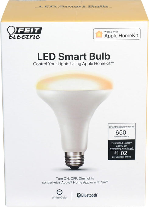 BR30/SW/HK 65W BR30 Bulb, 5.4" 3.8" 2700K Feit Electric Equivalent Flood Smart, Works with Apple HomeKit and Siri Voice