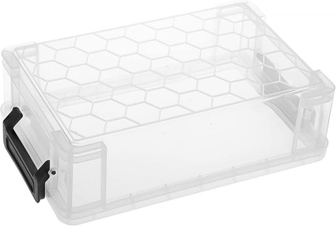 BTSKY 4 Pack Extra Large Capacity Plastic Pencil Box, Stackable Clear Storage Organizer for Office Supplies