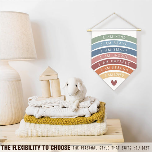 Decor-B10 Positive Affirmations Wall Art for Kids,I Am Enough,Rainbow Inspirational Classroom Decor, I Am Kind Smart