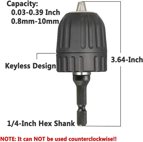 Yakamoz Quick Change 1/4-Inch Hex Shank Keyless Drill Chuck Screwdriver to Drill Converter Tool
