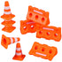 TOPPERFUN 48Pcs Set, Mini Plastic Traffic Cones, Miniature Fence Barricade Signs, Construction Road Small Orange Cone