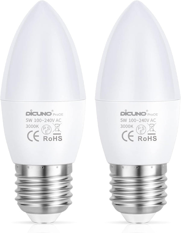 DiCUNO ProOE Eye-Protected E26 LED Bulb, High CRI 98, 5W E26 Candle
