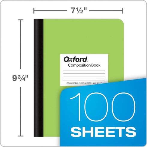 Oxford Composition Notebooks, 6 Pack, College Ruled Paper, 9-3/4 x 7-1/2 Inches, 100 Sheets, Assorted Pastel Covers (63760) by Oxford