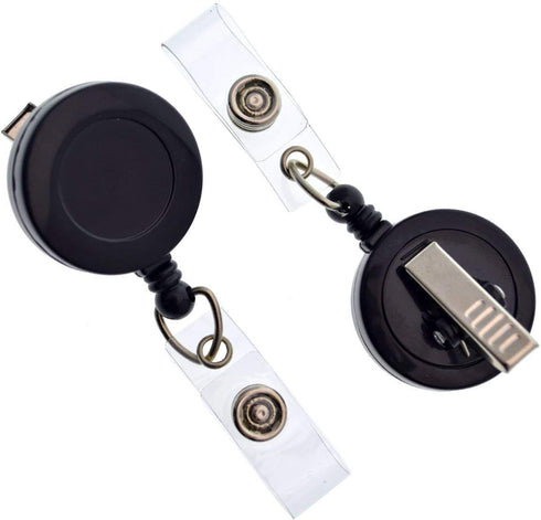 Black Lanyard Retractable Badge Reel with Clip for ID Card Holders, Waterproof Identification Badges Supplies