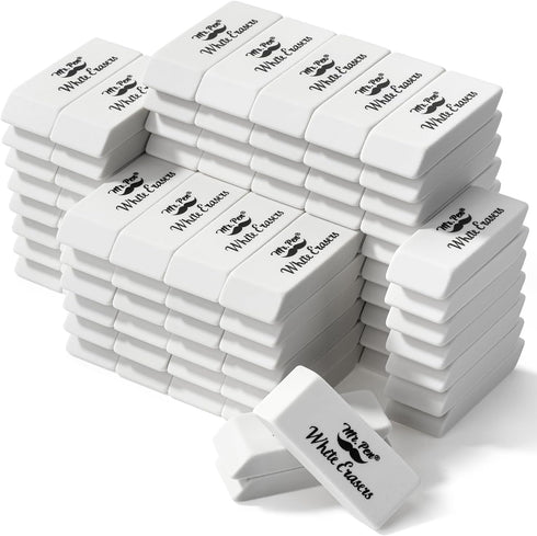 Mr. Pen Erasers, 100 Pack, Large White Pencil Erasers for School, Rubber Erasers Bulk