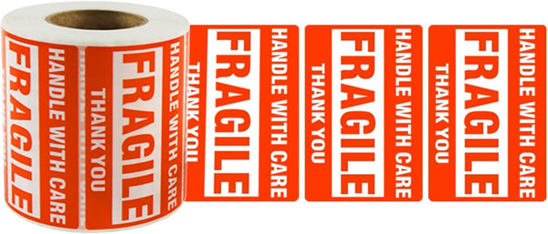 500 Fragile Stickers, 1 Roll 2" x 3" Fragile - Handle with Care - Thank You Shipping Labels Stickers (500 Labels/Roll)