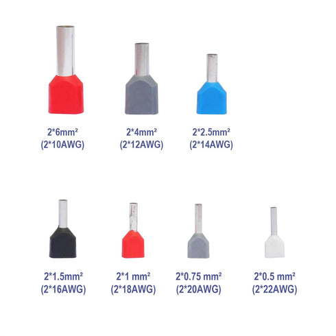20AWG Dual Barrel Ferrules Terminal: AWG 20/0.75mm² Twin Ferrule Connectors for Car Audio, Electronics