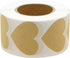 Hcode Love Heart Shape Natural Kraft Labels - 1.5'' Permanent Adhesive Paper Stickers (500 per Roll)