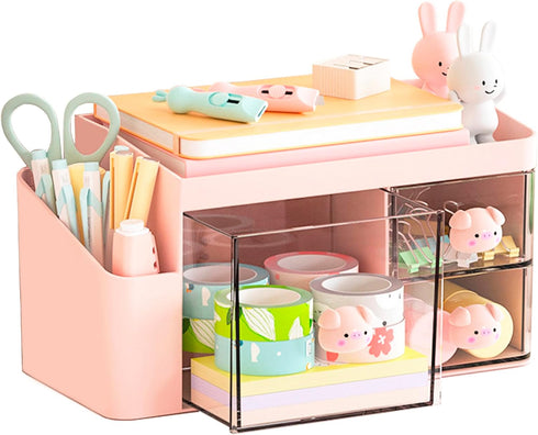 SAYEEC Desk Organizer with 3 Drawers and Pen Holder, Multi-Functional Storage Box for Office and Home