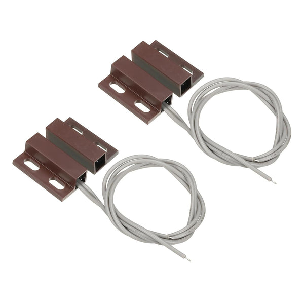 PATIKIL Magnetic Reed Switch, 2 Pack NO Wired Surface-Mounted Magnetic Contact Switch for Door Window, Brown