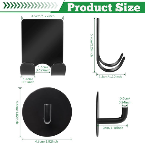 NEATABY 4 Pcs Black Razor Holder Bathroom Hooks Adhesive Heavy Duty Stainless Steel Multi Storage Shower Hooks