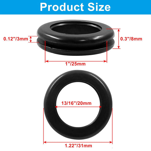 20Pcs Rubber Grommets, 13/16" ID, Durable Wiring Hole Grommet for Cable Hose Hardware
