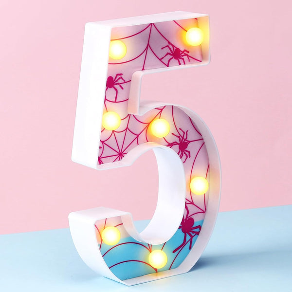 Leinuosen Spider LED Number Lights Birthday Party Decoration Pink Spider Light up Numbers