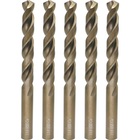 M35 Cobalt Drill Bit Set, 5 Pieces, 13mm, for Hard Metals, Exceptional Heat Resistance, Industrial-Grade HSS-CO