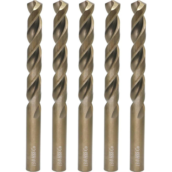 M35 Cobalt Drill Bit Set, 5 Pieces, 13mm, for Hard Metals, Exceptional Heat Resistance, Industrial-Grade HSS-CO