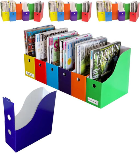 Evelots Magazine File Holder - Set of 24 Multi Color - Sturdy Cardboard Office Desk Organizer - Easy Assemble, Full 4