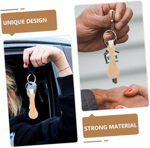 HOODANCOS 12pcs Set Bamboo Shopping Trolley Release Keyring Disassemblable Token Coins Key Ring for Easy Access