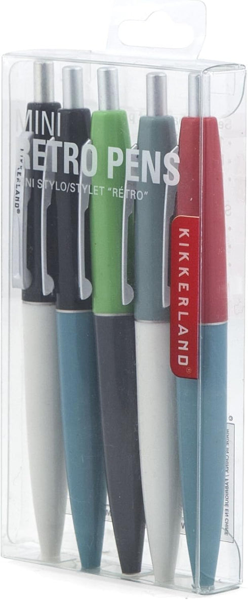 Kikkerland Mini Retro Pens, Set of 5