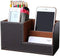 KINGFOM Desk Organizer - Multi-function Office Supplies Caddy in Brown Pu Leather