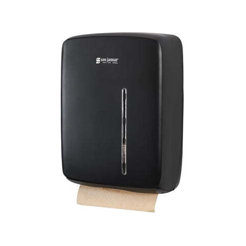 Commercial San Jamar Timeless Folded/Multifold Paper Towel Dispenser for Bathroom and Kitchen, Black, Universal Paper