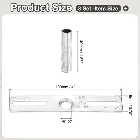 LUMLLSAJI 4" 3 Set 1/8IP Set Light Crossbar Kit, Universal Light Fixture Mounting Bracket with Tap Center Hole Ceiling