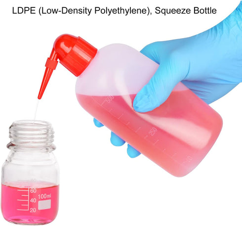 stonylab 2-Pack Chemical Wash Bottle, 17 oz Lab Sealed Plastic Squeeze Wash Bottle, Narrow Mouth
