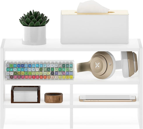 Furinno Hermite Desk Top Organizing Shelf Bookcase, White