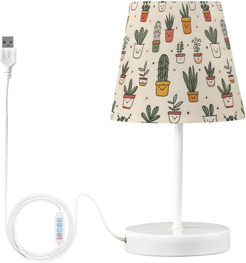 ALAZA Bedside Lamp Cactus Tropical Plants Leaves Table Lamp for Bedroom Desk
