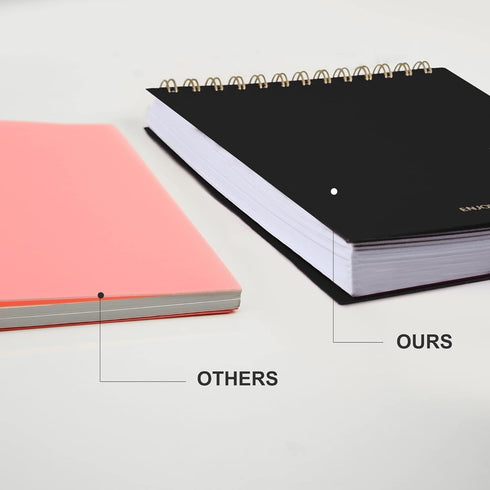 Yoment Top Spiral Notebooks - Large Bullet Lined Journal, 300 Pages, 7" x 10", Waterproof Cover for Work (Black)