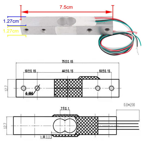 2 Sets Digital Load Cell Weight Sensor with Screws + HX711 AD Module for DIY Electronic Kitchen Scale Kit