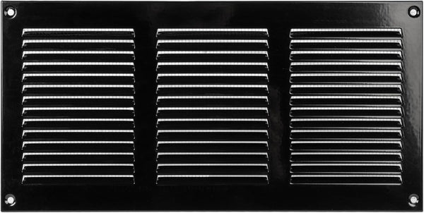 Vent Systems 12'' x 6'' Inch Black Air Vent Cover, Metal Air Return Grill with Built-in Pest Guard Screen