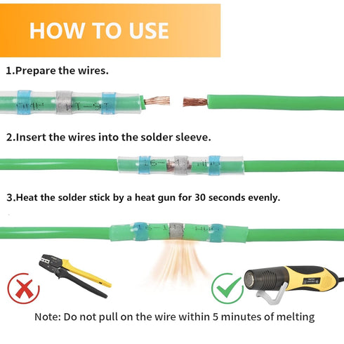 Upgraded 520PCS Solder Stick Wire Connectors with Heat Gun 450W, Waterproof Solder Wire Connector Kit for Marine