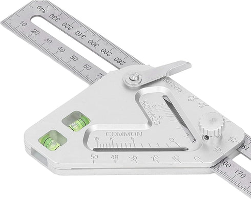 Combination Square with Bubble Level, Silver Flexible Woodworking Triangle Ruler Carpentry Tools