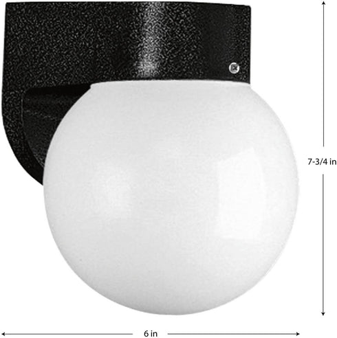 1-Light Progress Lighting Polycarbonate Outdoor White Acrylic Shade Modern Outdoor Wall Light Textured Black