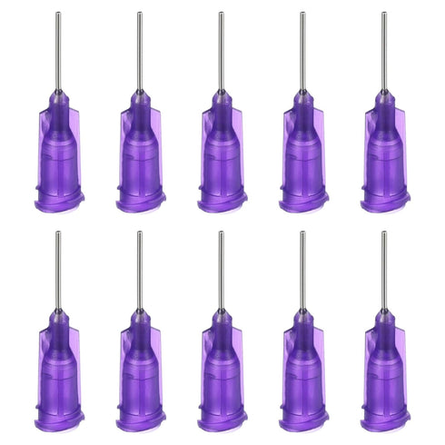 PATIKIL 21Ga x 0.5 Inch Dispensing Needle Tips, 50Pcs Blunt Tips with Luer Lock for Glue Oil Applicator, Purple