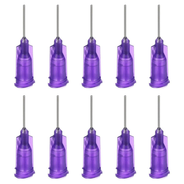 PATIKIL 21Ga x 0.5 Inch Dispensing Needle Tips, 50Pcs Blunt Tips with Luer Lock for Glue Oil Applicator, Purple