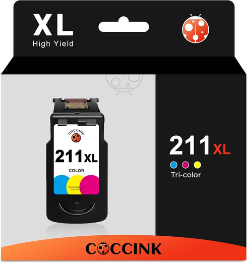 COCCINK 211XL Ink Cartridge for Canon Pixma MP230 MP240 MP250 (1 Color) for Canon 211 XL CL-211 Printer