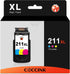 COCCINK 211XL Ink Cartridge for Canon Pixma MP230 MP240 MP250 (1 Color) for Canon 211 XL CL-211 Printer