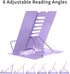 MSDADA Adjustable Metal Book Stand: Portable Cookbook Holder for Recipes, Textbooks, and Documents (Purple)
