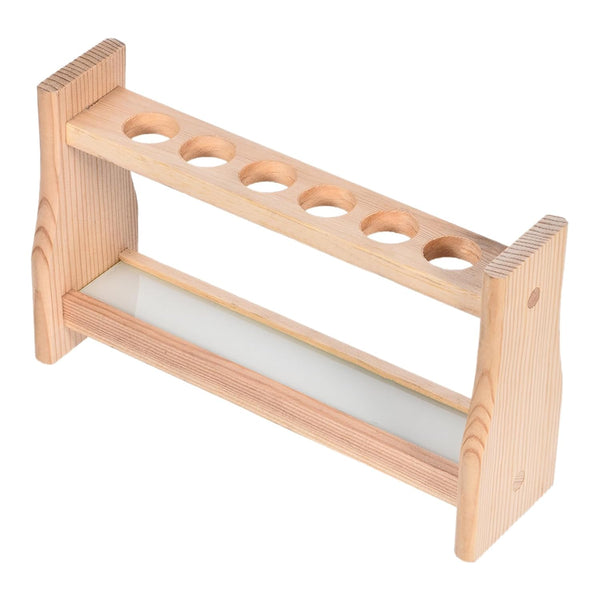 YOKIVE Wooden Test Tube Rack Holder, Tube Rack for 25ml Lab Test Tube, 6-Sockets, Wood Color