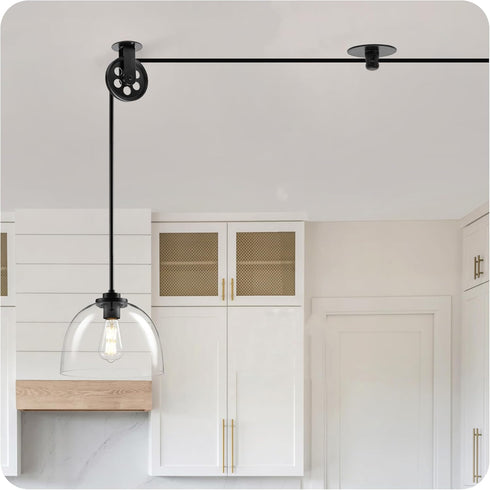 bociloy 2 Sets 2.75 Rustic Metal Pulley Wheels, Wall Ceiling Mount for Plug in Pendant Light Industrial Vintage Hanging