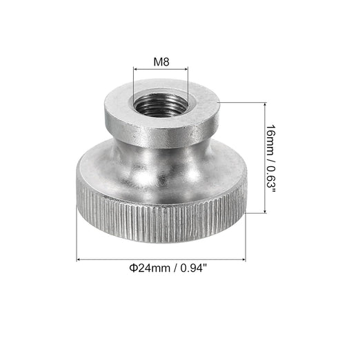 uxcell Knurled Thumb Nuts, 3Pcs M8 x D24mm x H16mm Stainless Steel Round Knobs Fasteners for 3D Printer Parts